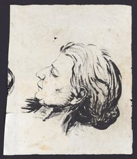 Porträt einer Frau mit geneigtem Kopf im Profil